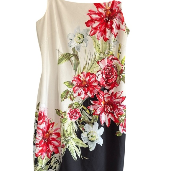 Adrianna Papell NWT Floral Square Neck Scuba Knee Length Sheath Dress Size 16 - Picture 4 of 11